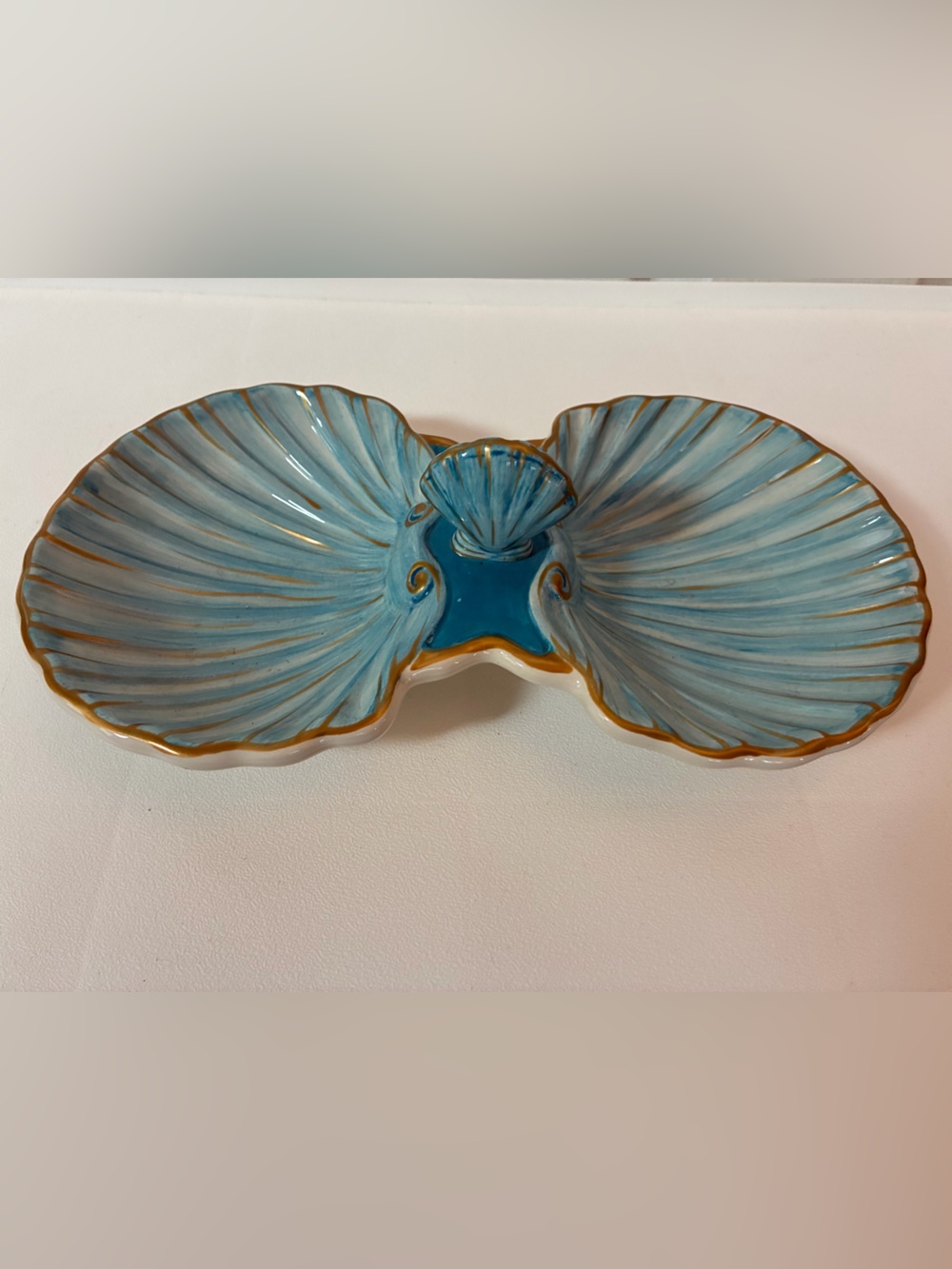 Certified International Playa Shells 3D 2-Section Ceramic Server Paul Brent